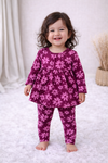 Frock with Legging Co-ord Set Infant - Dark Pink Flower