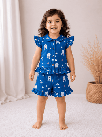Muslin Frill Sleeve Shorts Set