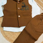 Premium 3-Piece Boys Coat Suit Set - Brown