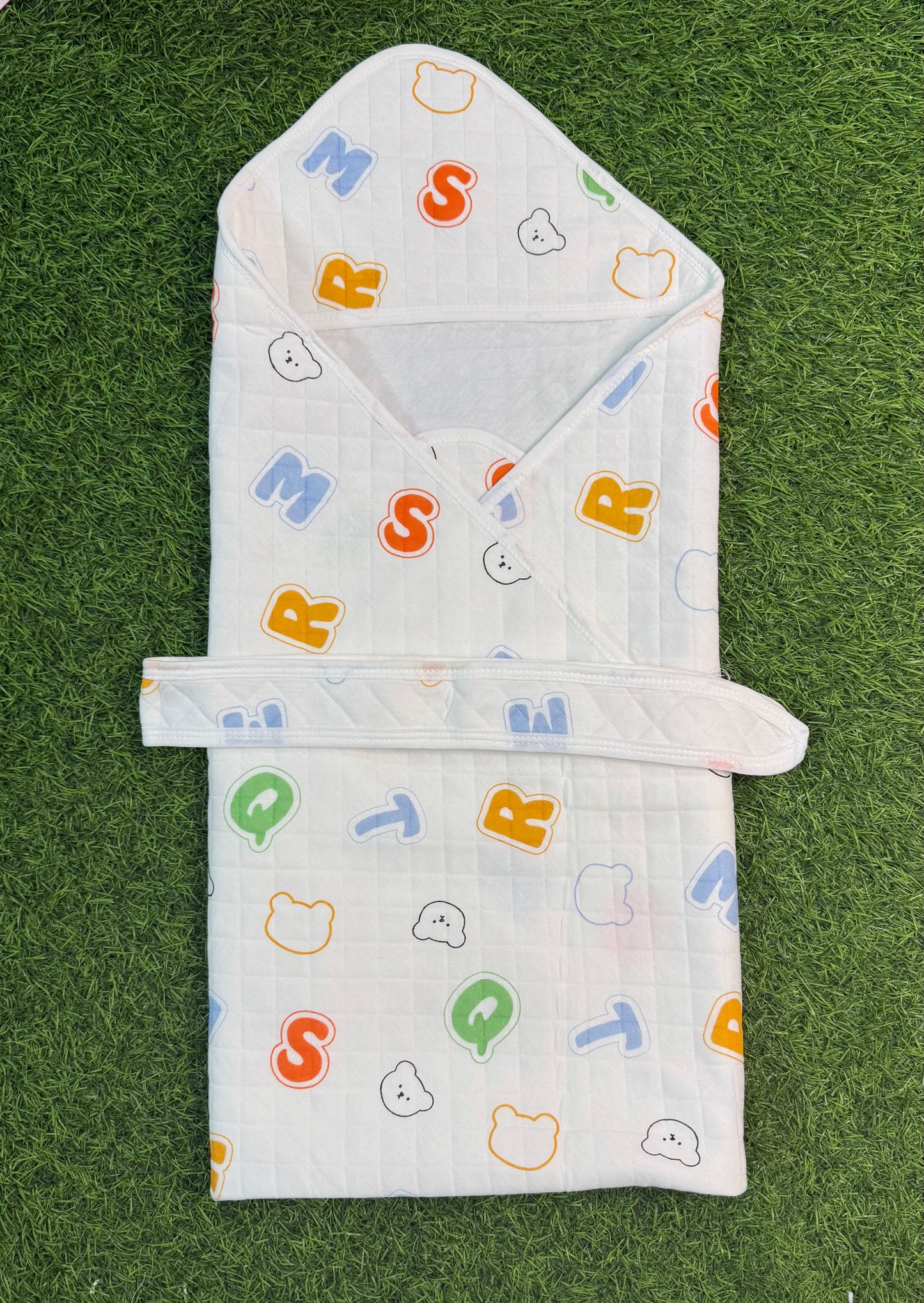 4-Layer Muslin Hooded Towel - Letters