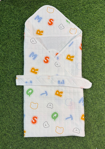 4-Layer Muslin Hooded Towel - Letters