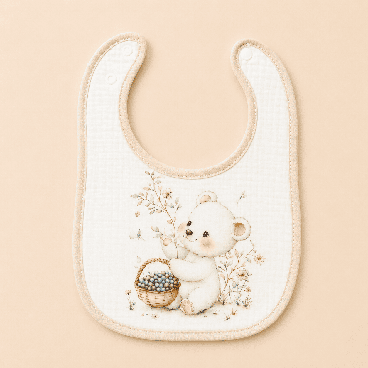 Muslin Bib - Teddy Bear in the Garden