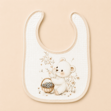 Muslin Bib - Teddy Bear in the Garden