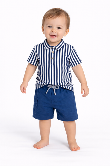 Boys Chinese Collar T-Shirt & Trouser Set