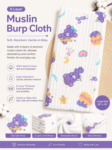 6 Layer Muslin Burp Cloth