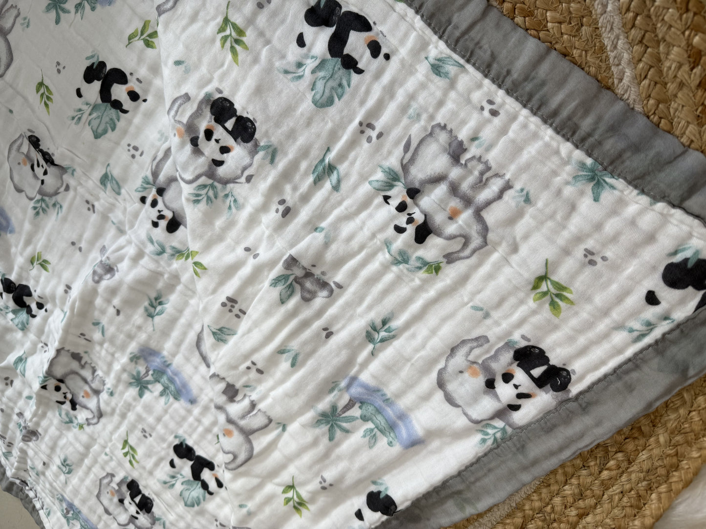 Muslin Receiving Blanket - Panda Cloud