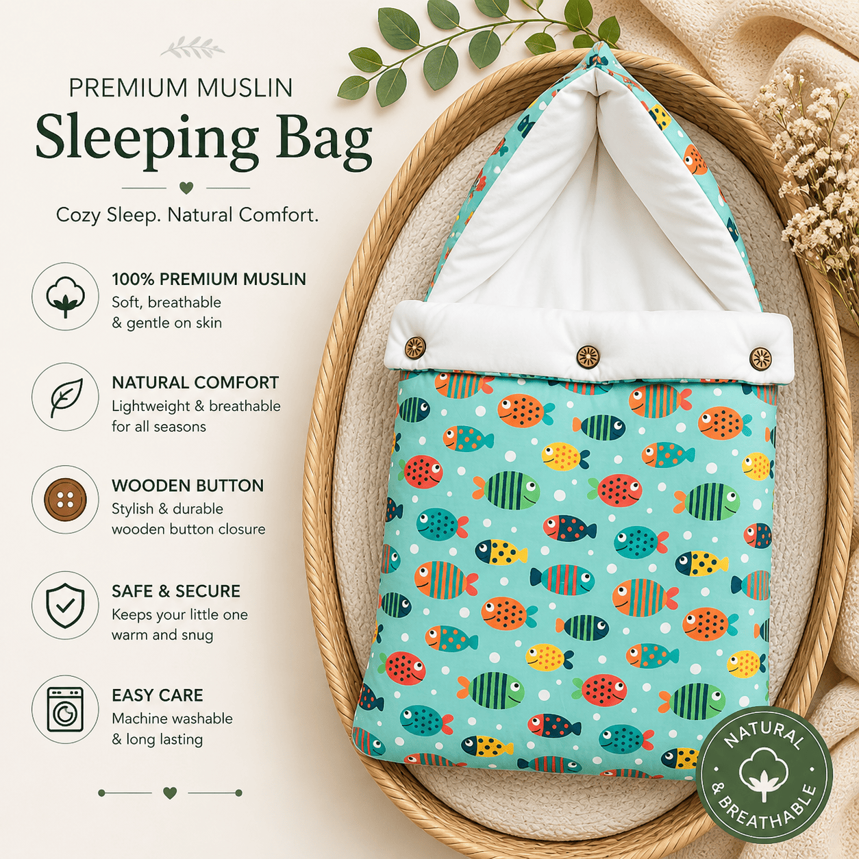 Premium Muslin Carry Nest - Fish
