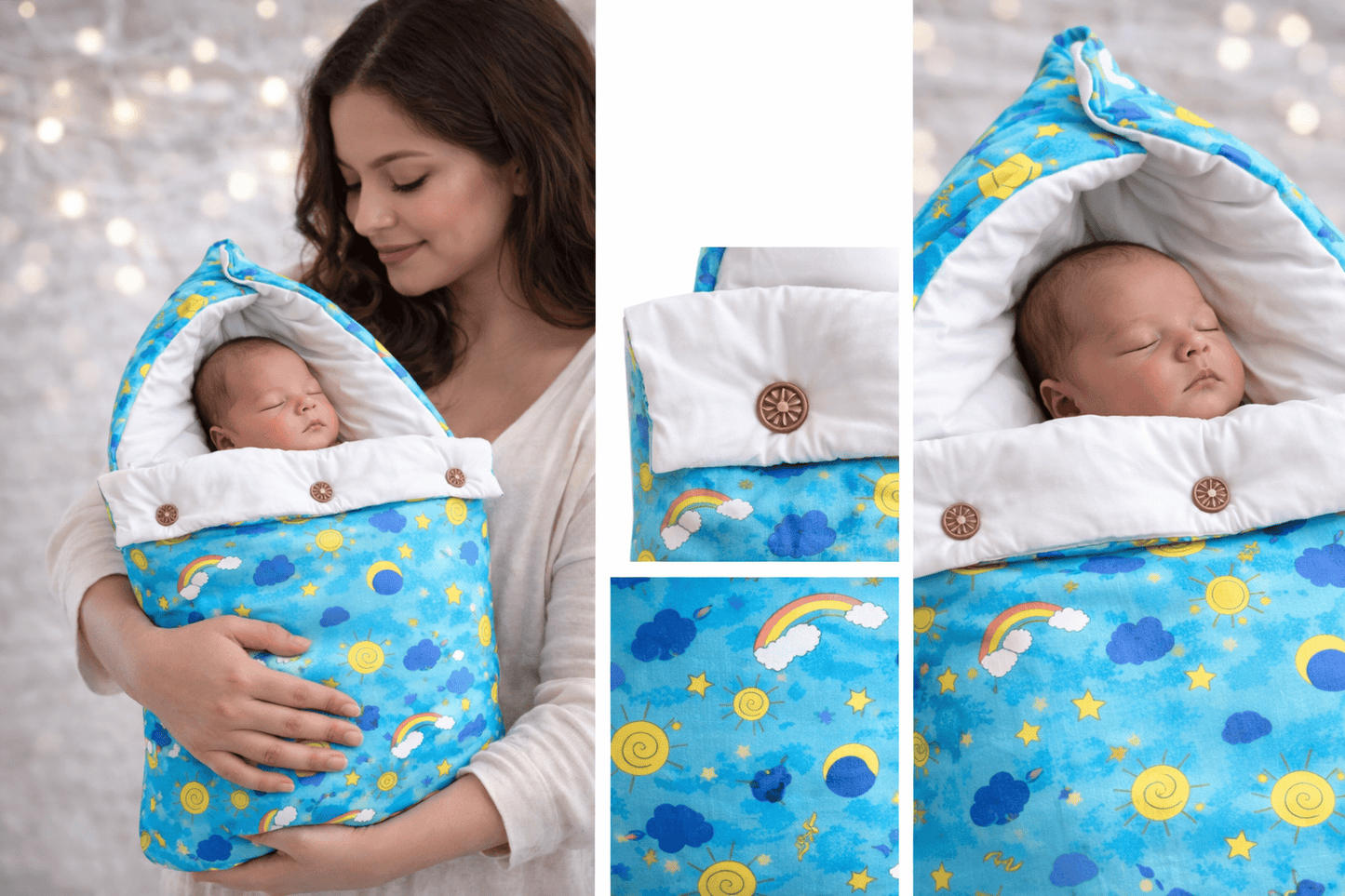 Premium Muslin Carry Nest - Blue Rainbow