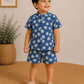 Premium Muslin Co-Ord Set - Blue Flower