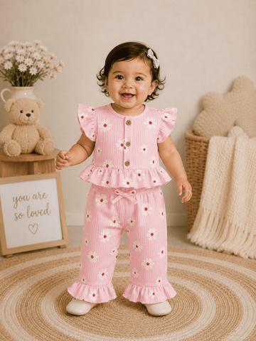 Peplum Top with Pant Set - Sweet Daisy