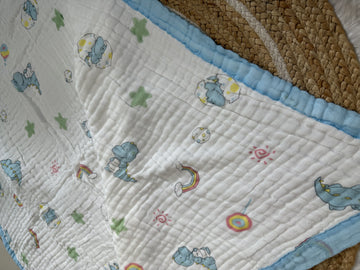Muslin Receiving Blanket - Dino With Rainbow