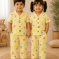 Half Sleeve Kids Night Suit Pure Cotton - Yellow Flower