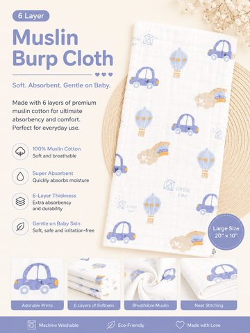 6 Layer Muslin Burp Cloth