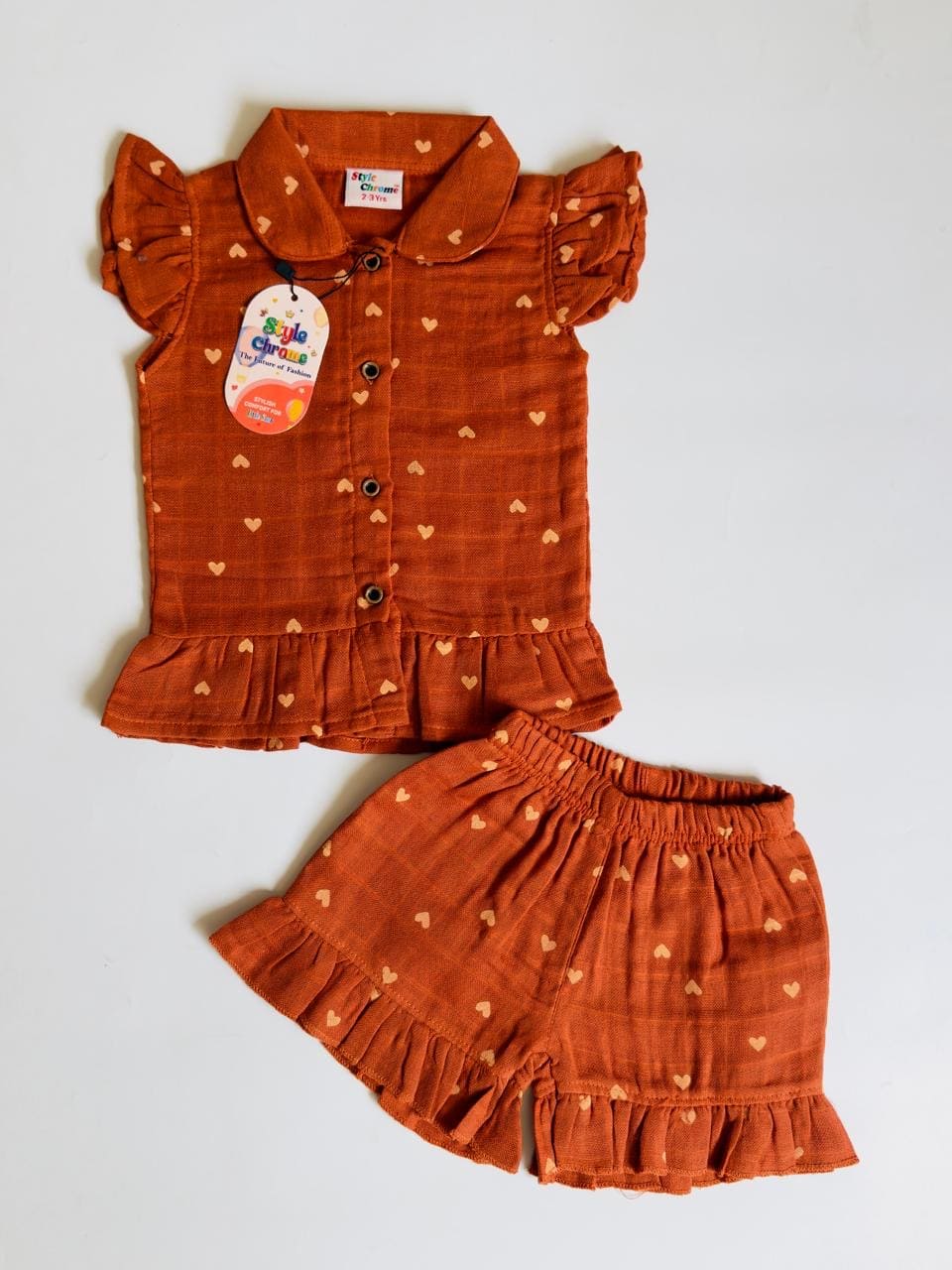 Muslin Frill Sleeve Shorts Set