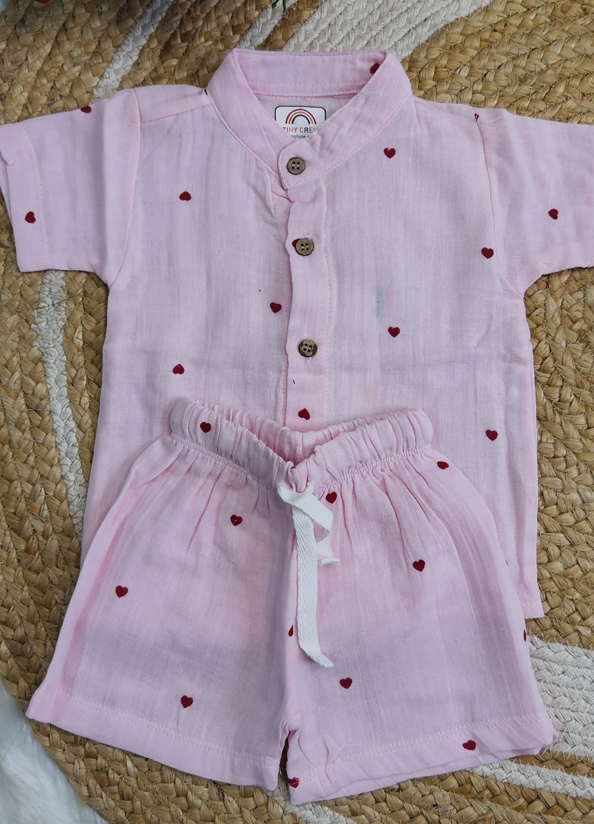 Premium Muslin Co-Ord Set for Boys - Pink Colour