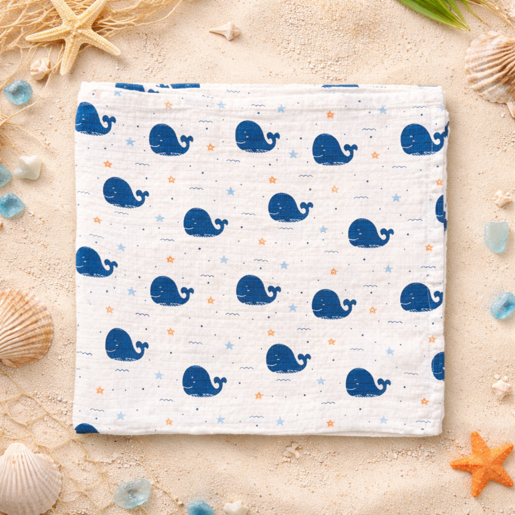 Muslin Bath Towel - Whale