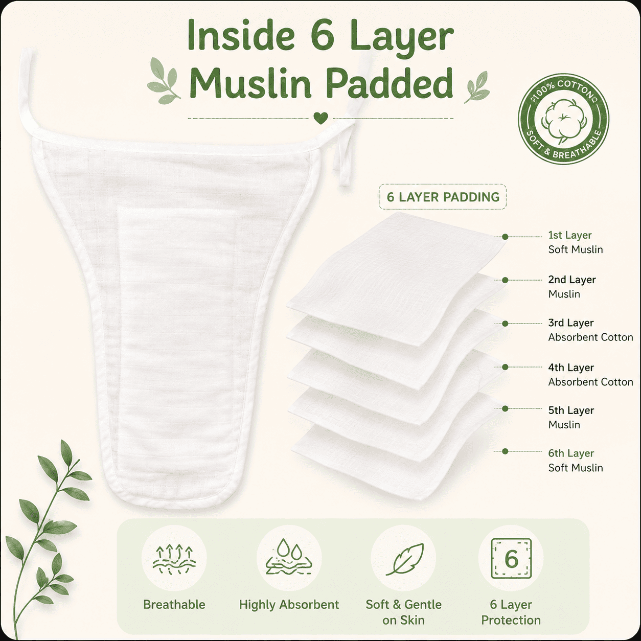 Muslin 6 layer Nappy- Animals