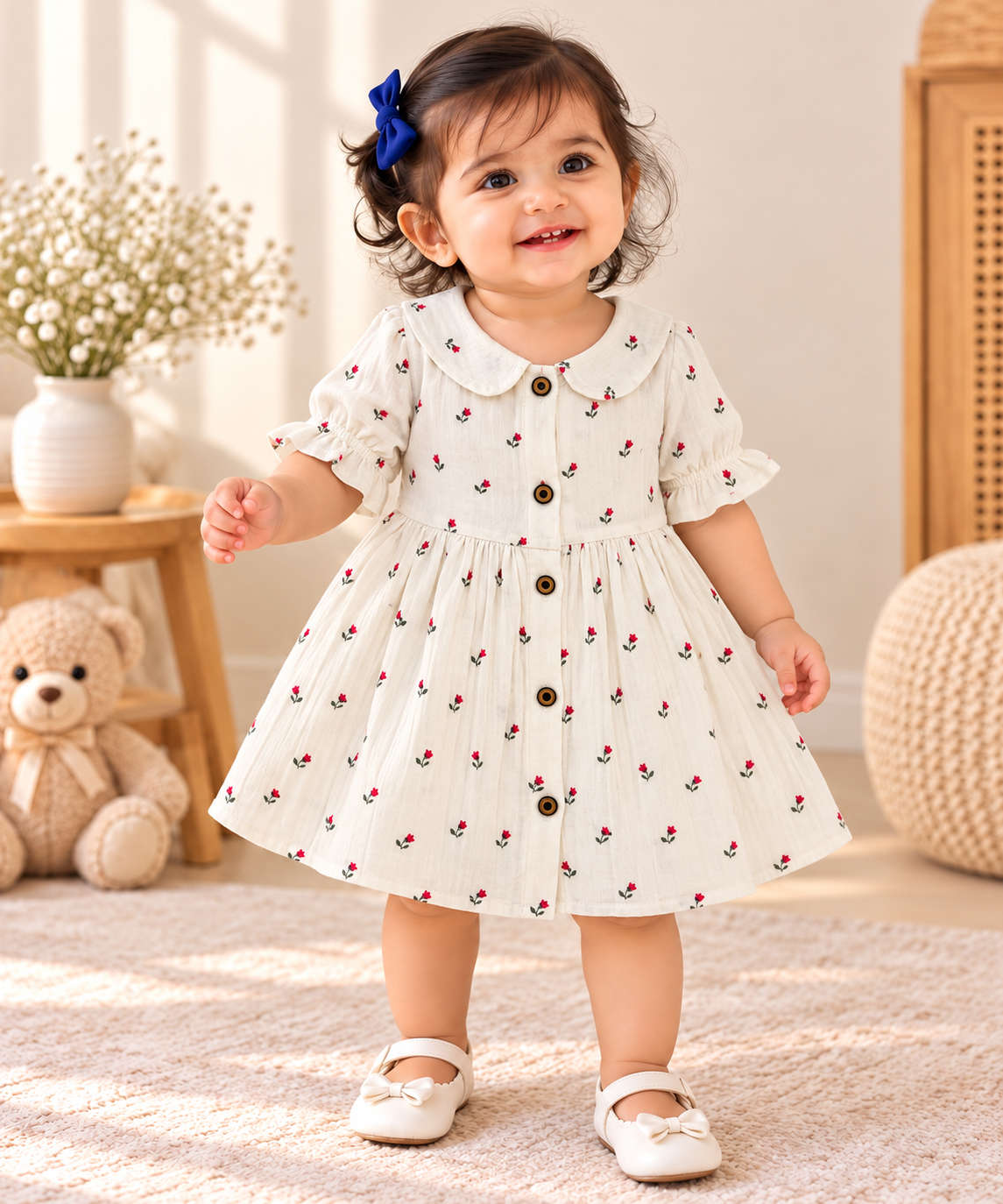 Muslin Frock with Front Buttons - Buy 3 for 999₹