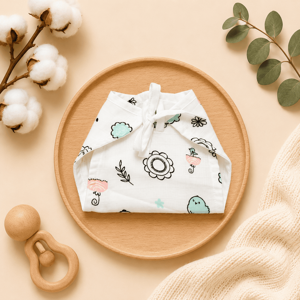 Muslin 6 layer Nappy- Bird