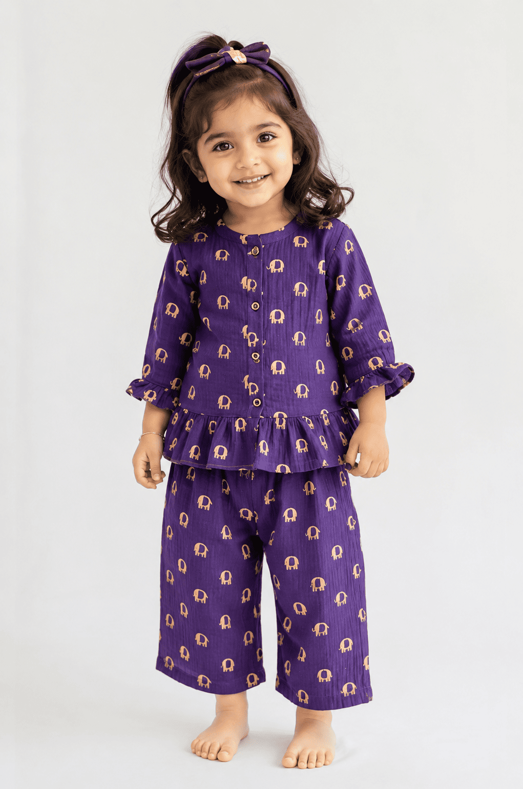 Girls Ruffle Neck Muslin Set- Buy 3 for 1250₹
