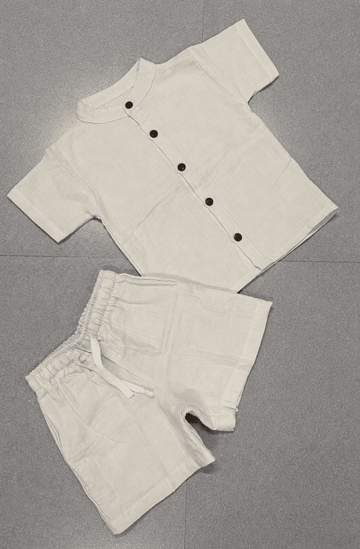 Premium Muslin Co-Ord Set for Boys - Cream colour