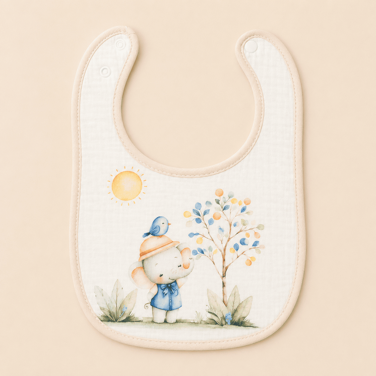 Muslin Bib - Elephant with Tree