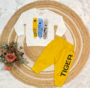 Kids Jogger Set – White Tiger