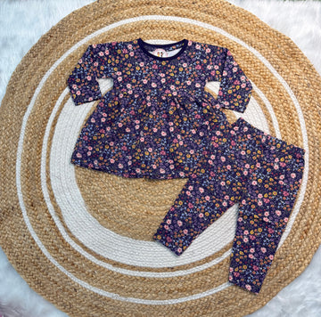 Frock with Legging Co-ord Set Infant - Dark Blur Flower