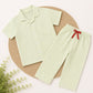 Half Sleeve Kids Night Suit Pure Cotton - Green Stripes