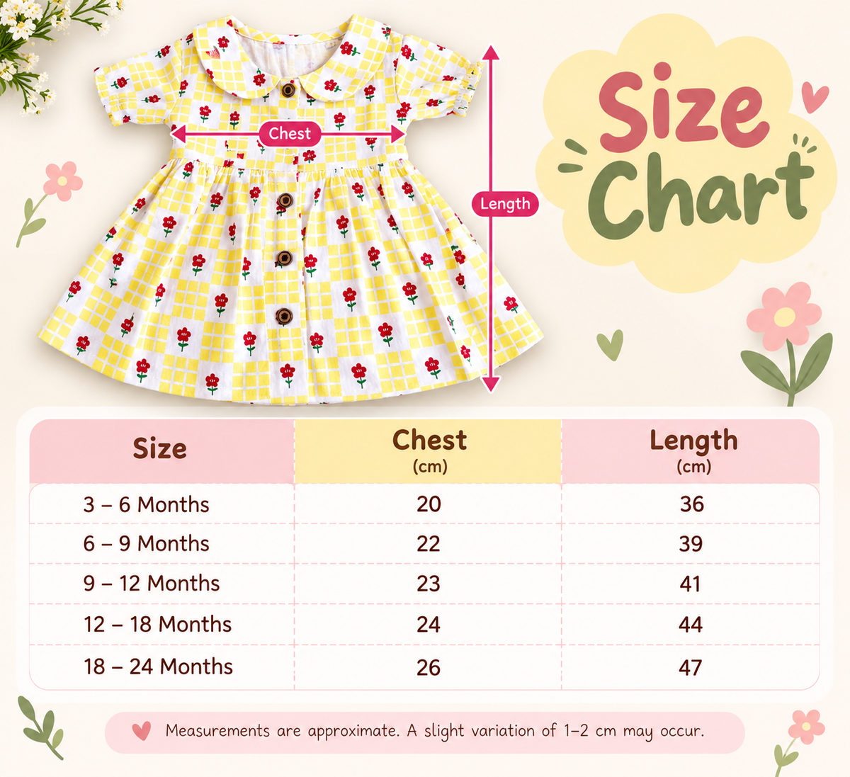 Muslin Frock with Front Buttons - Buy 3 for 999₹