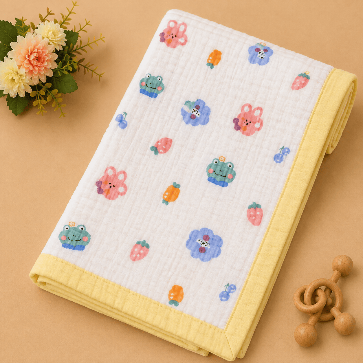 Muslin Receiving Blanket - Bunny & Carrot