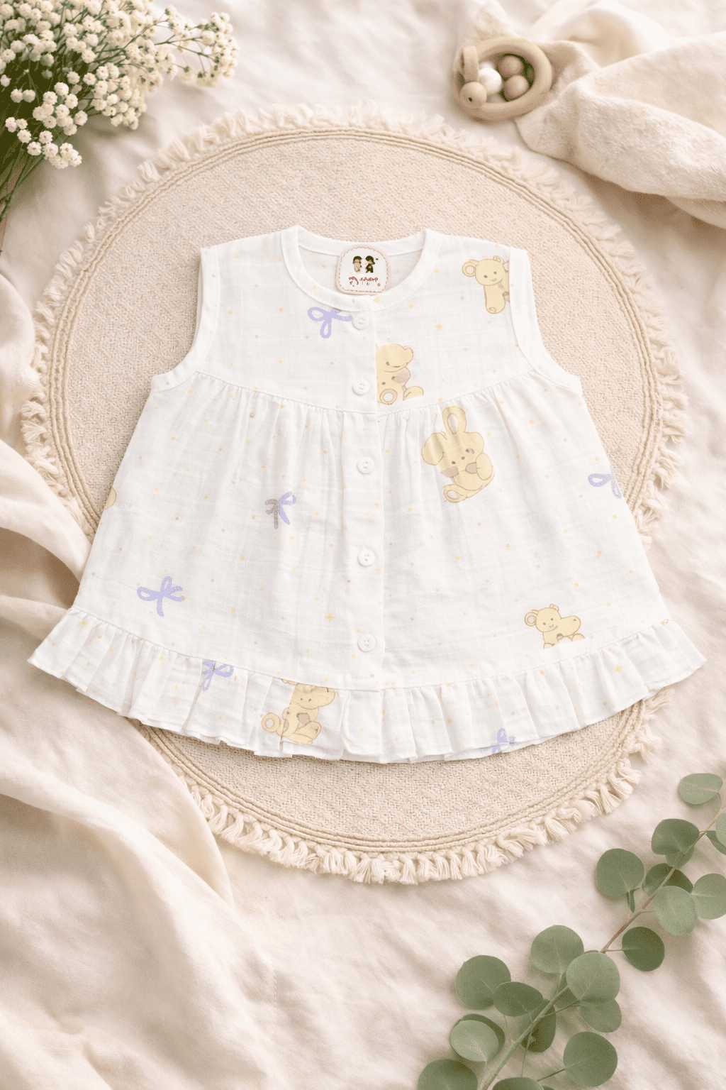 Premium Muslin Frock with Front Button