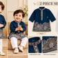 Premium Silk Embroidery Kurta Set - Navy Blue