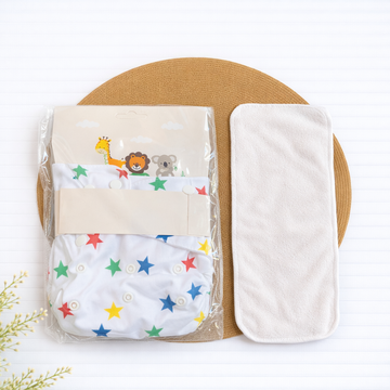 Cloth Diaper Adjustable & Reusable with Pad - Star
