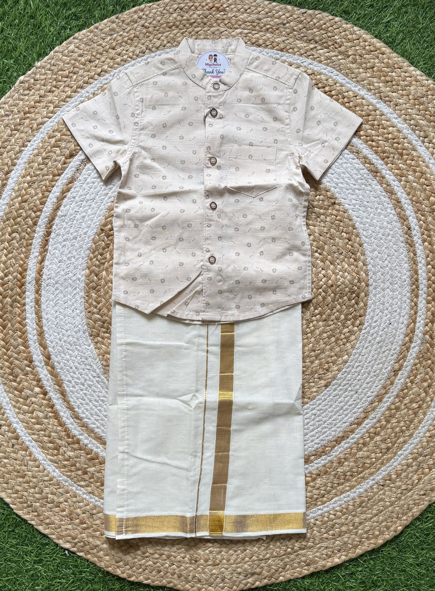 Linen Shirt with Velcro Veshti Set