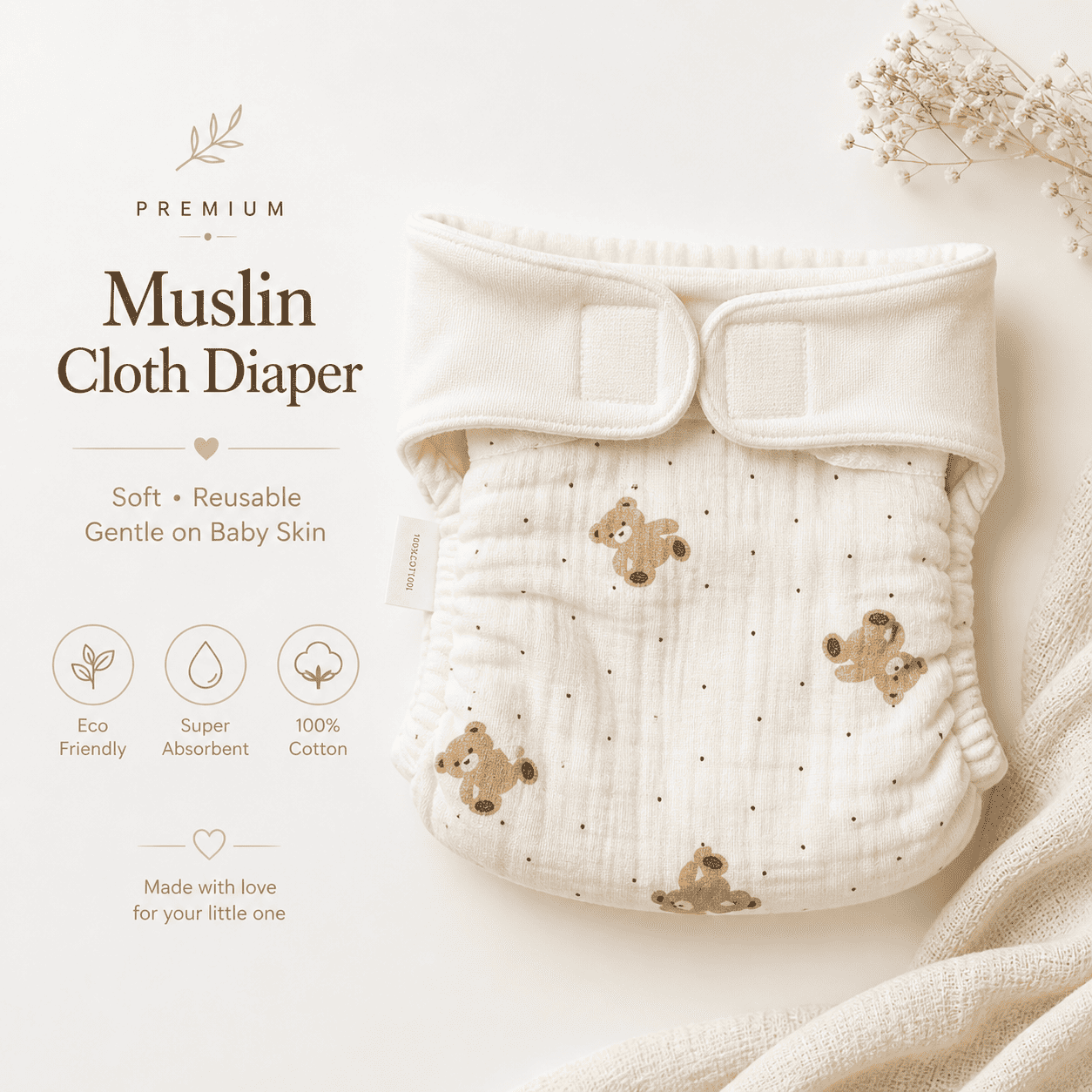 Premium Muslin Cloth Diaper