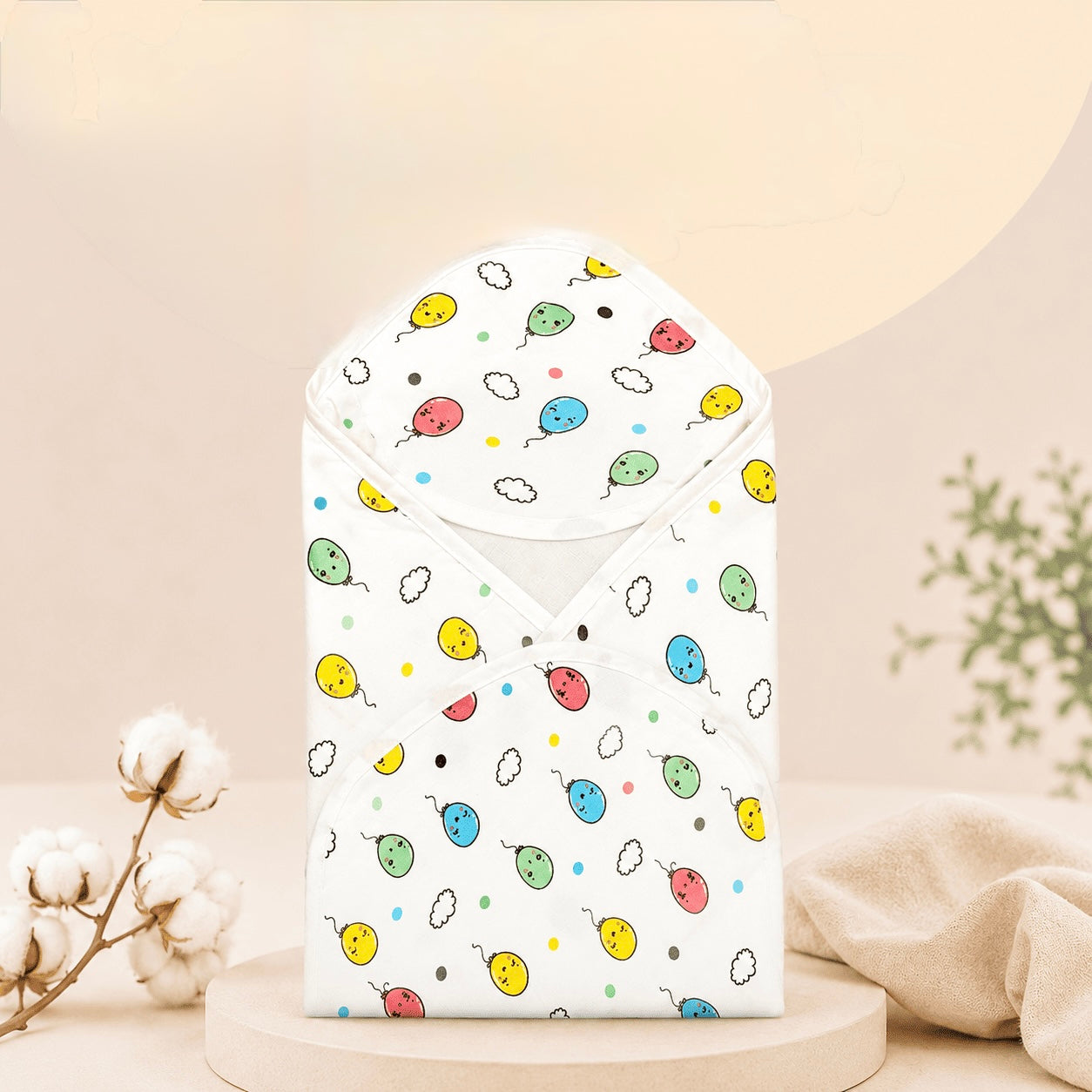 Muslin 2 layer Hooded Towel- Balloon