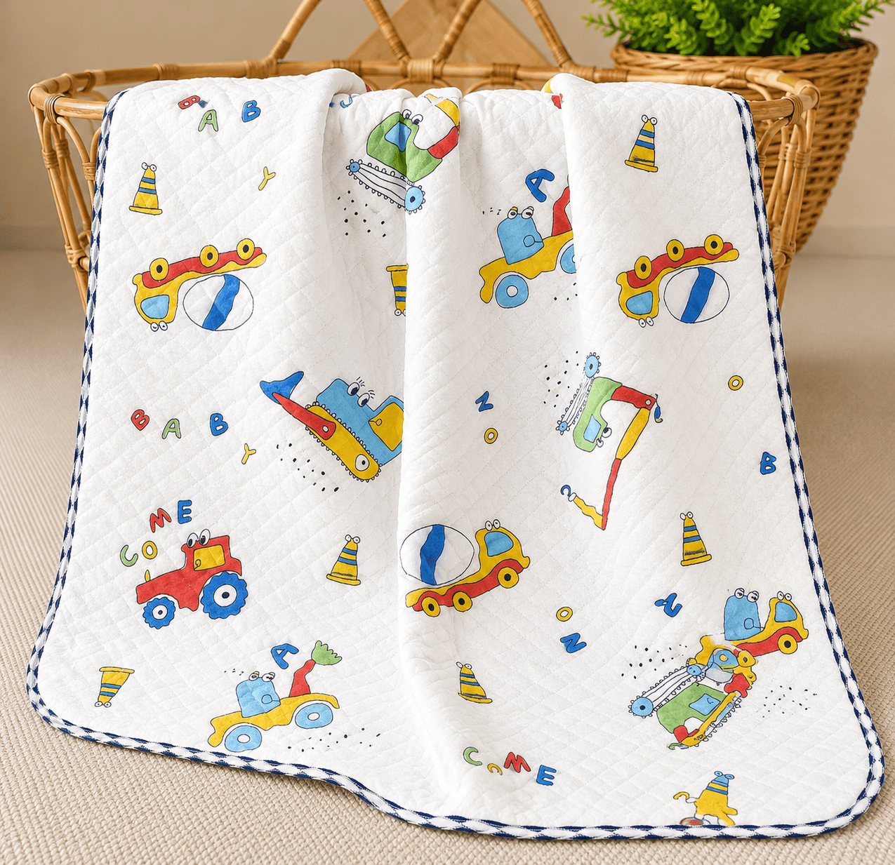 4 Layer Receiving Blanket - Crane