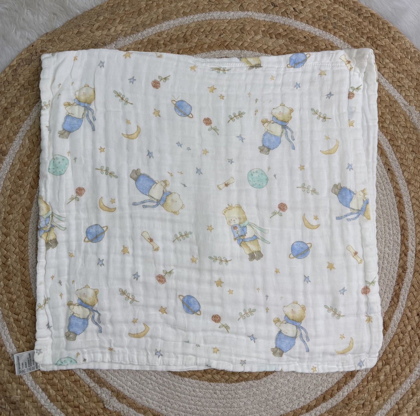 Muslin 6 Layer Bath Towel- Teddy Space