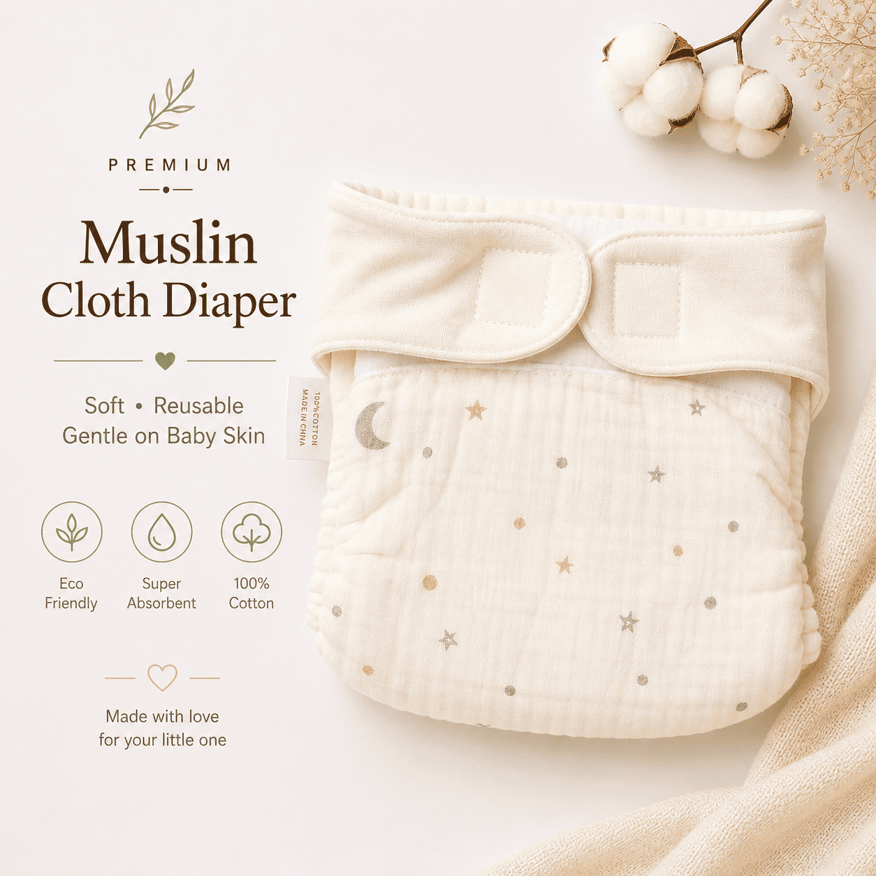 Premium Muslin Cloth Diaper