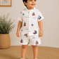 Premium Muslin Co-Ord Set - White Boat Print