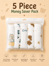 Crinkled Muslin Velcro Nappy - Pack of 5