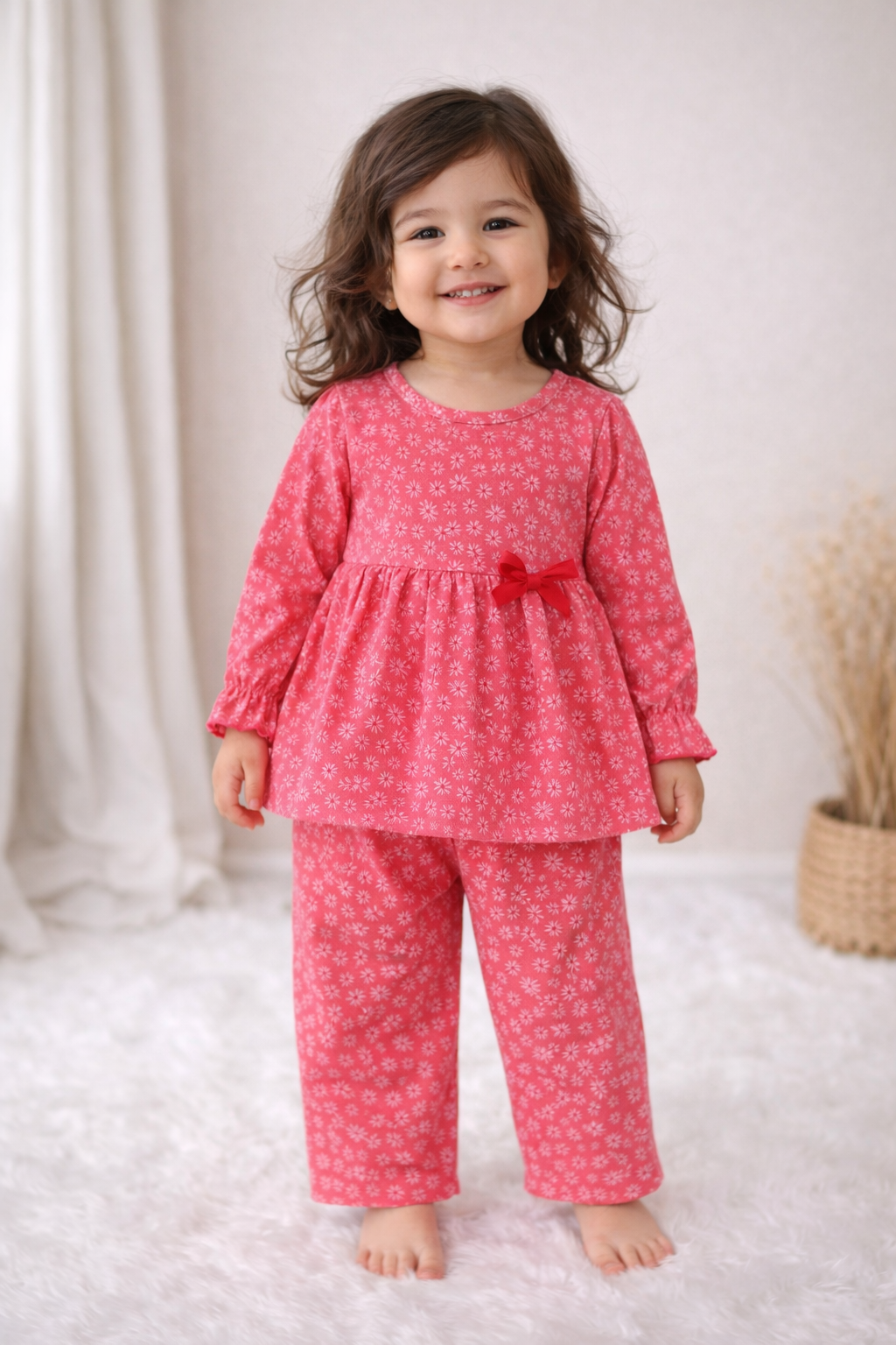 Frock with Pant Set for Kids - Coral Pink