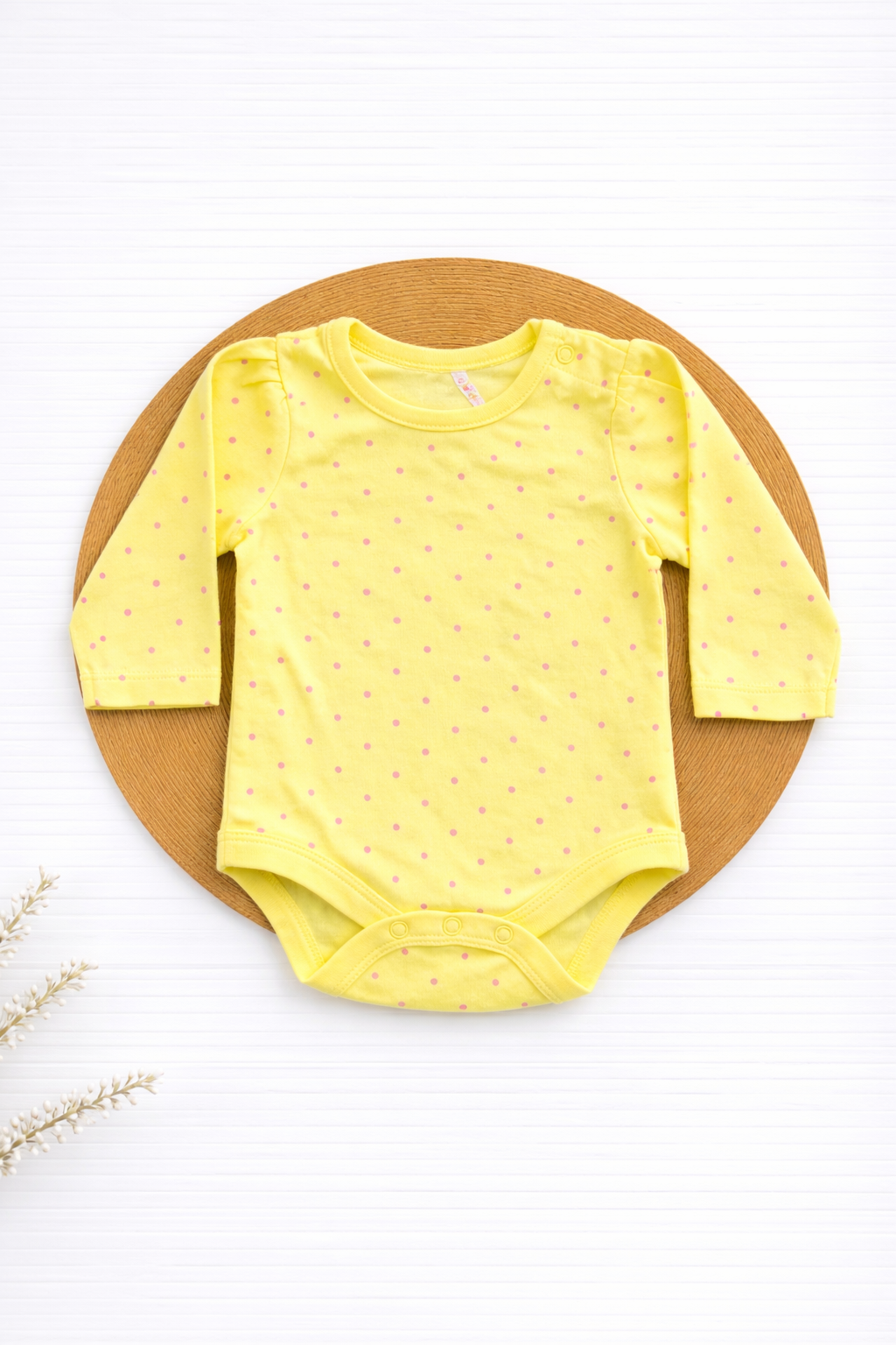 Onesie- Lemon Yellow Polka Dot