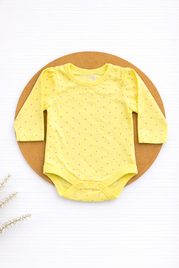Onesie- Lemon Yellow Polka Dot