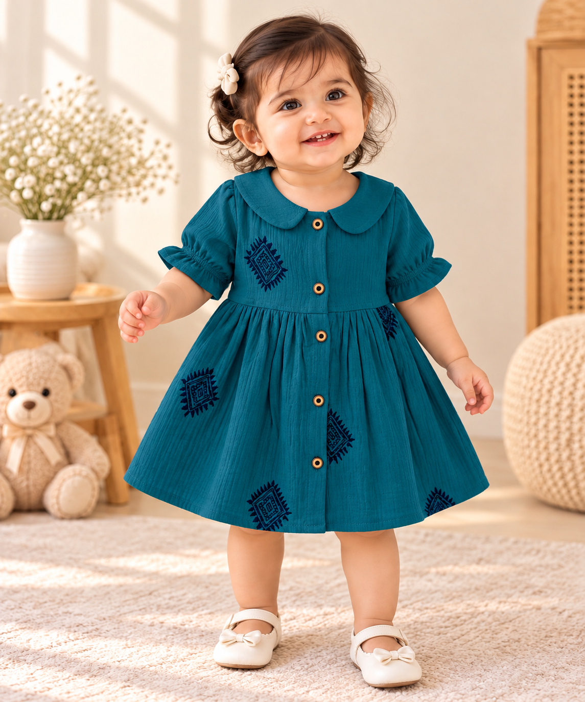 Muslin Frock with Front Buttons - Buy 3 for 999₹