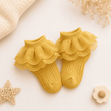 Baby Girl Frill Socks - Mustard Yellow