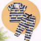 Half Sleeve Kids Night Suit - Navy Blue Stripes