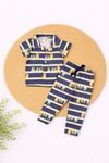 Half Sleeve Kids Night Suit - Navy Blue Stripes
