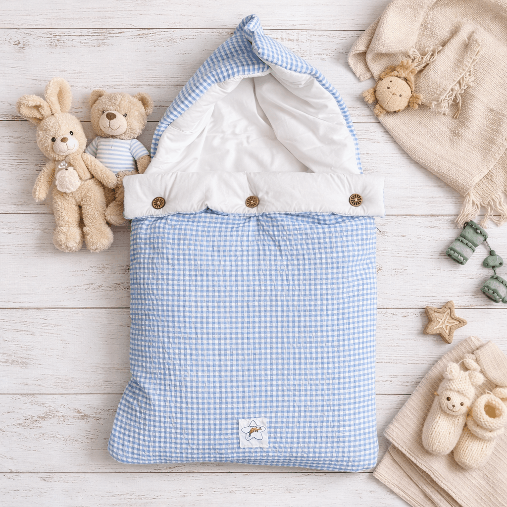 Premium Muslin Carry Nest - Blue White